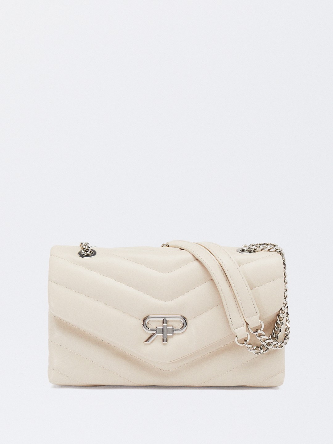 

PARFOIS Quilted Structured Shoulder Bag, Off white