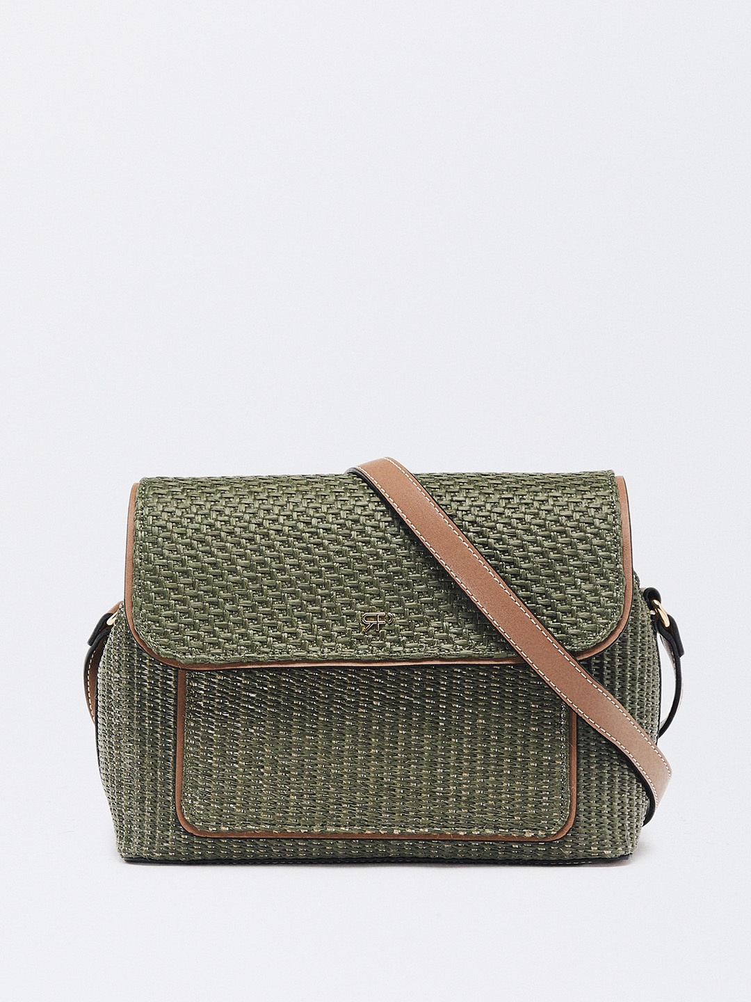 

PARFOIS Basket Weave Structured Sling Bag, Olive