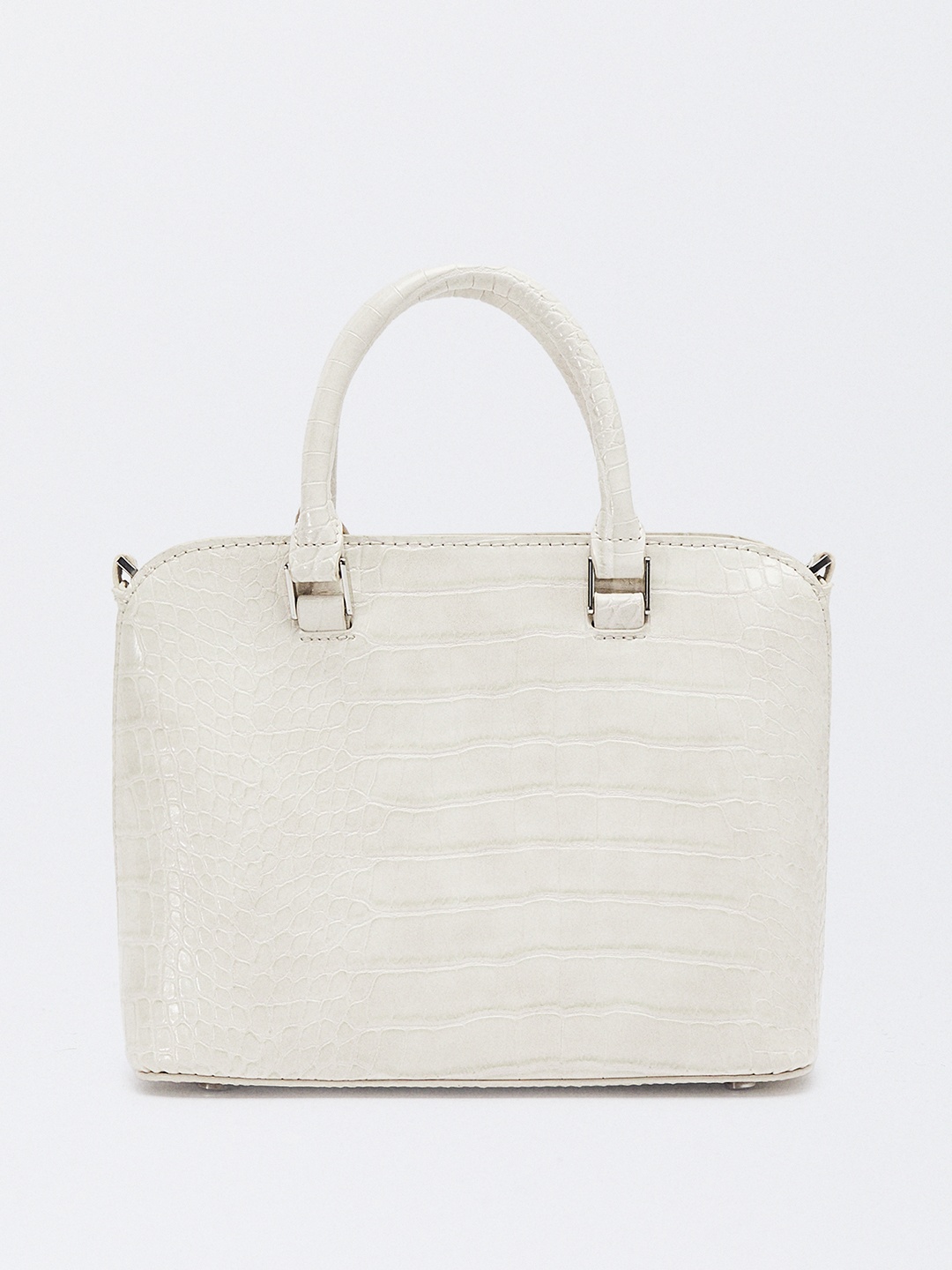 

PARFOIS Croc Textured PU Structured Handheld Bag, Off white