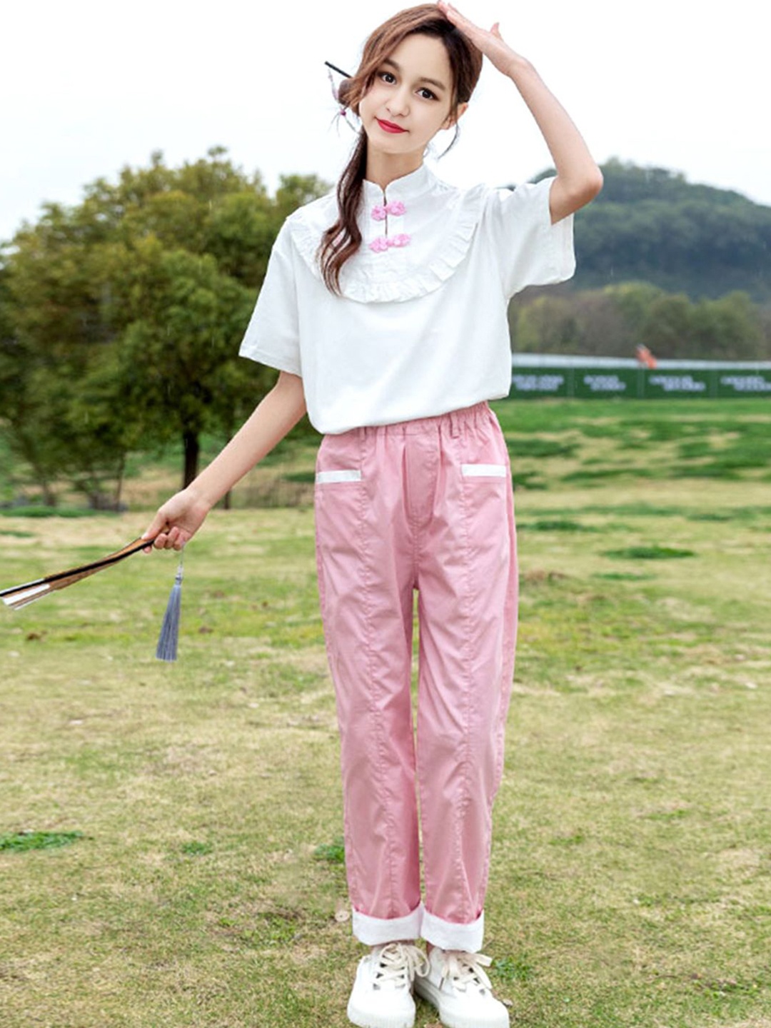 

INCLUD Girls Top with Trousers, Pink