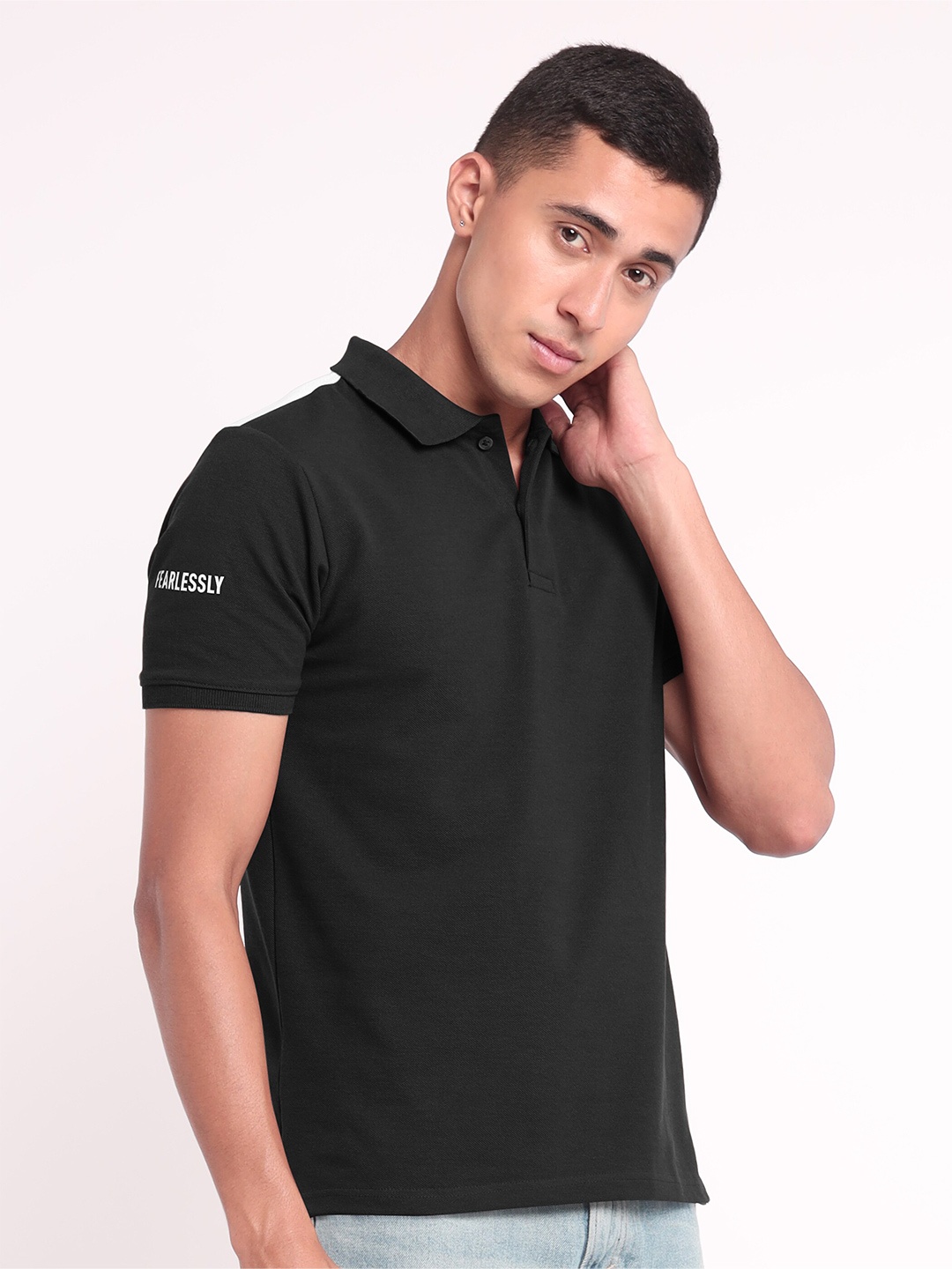 

Beyoung Polo Collar Short Sleeves Cotton Casual T-shirt, Black
