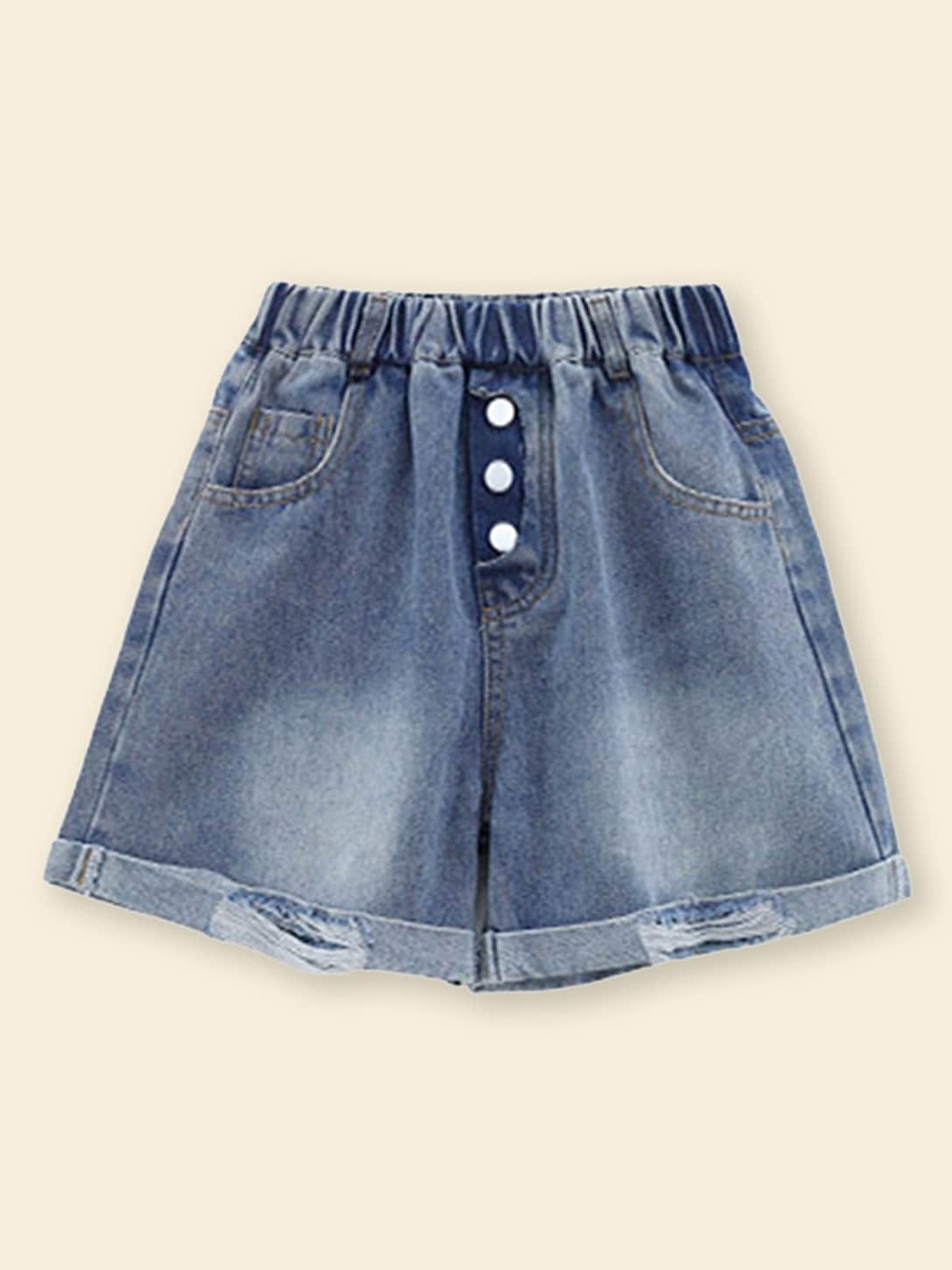 

INCLUD Girls Washed Denim Shorts, Blue