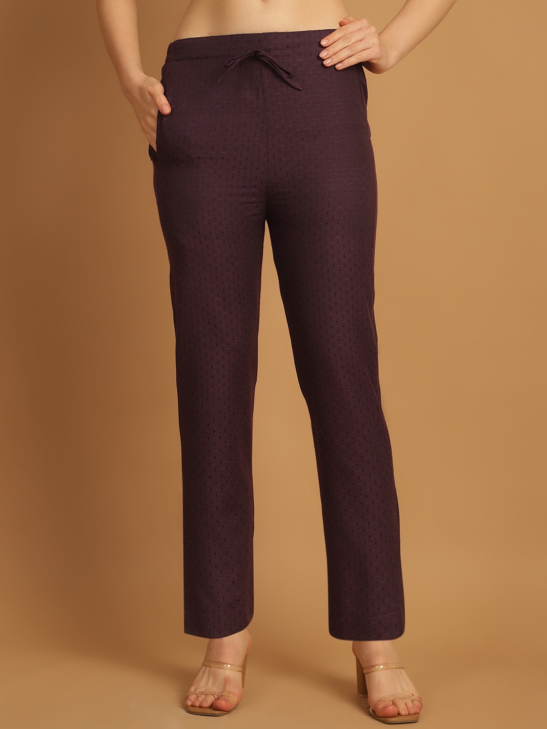 

Enchanted Drapes Women Geometric Printed Pure Cotton Trouser, Purple
