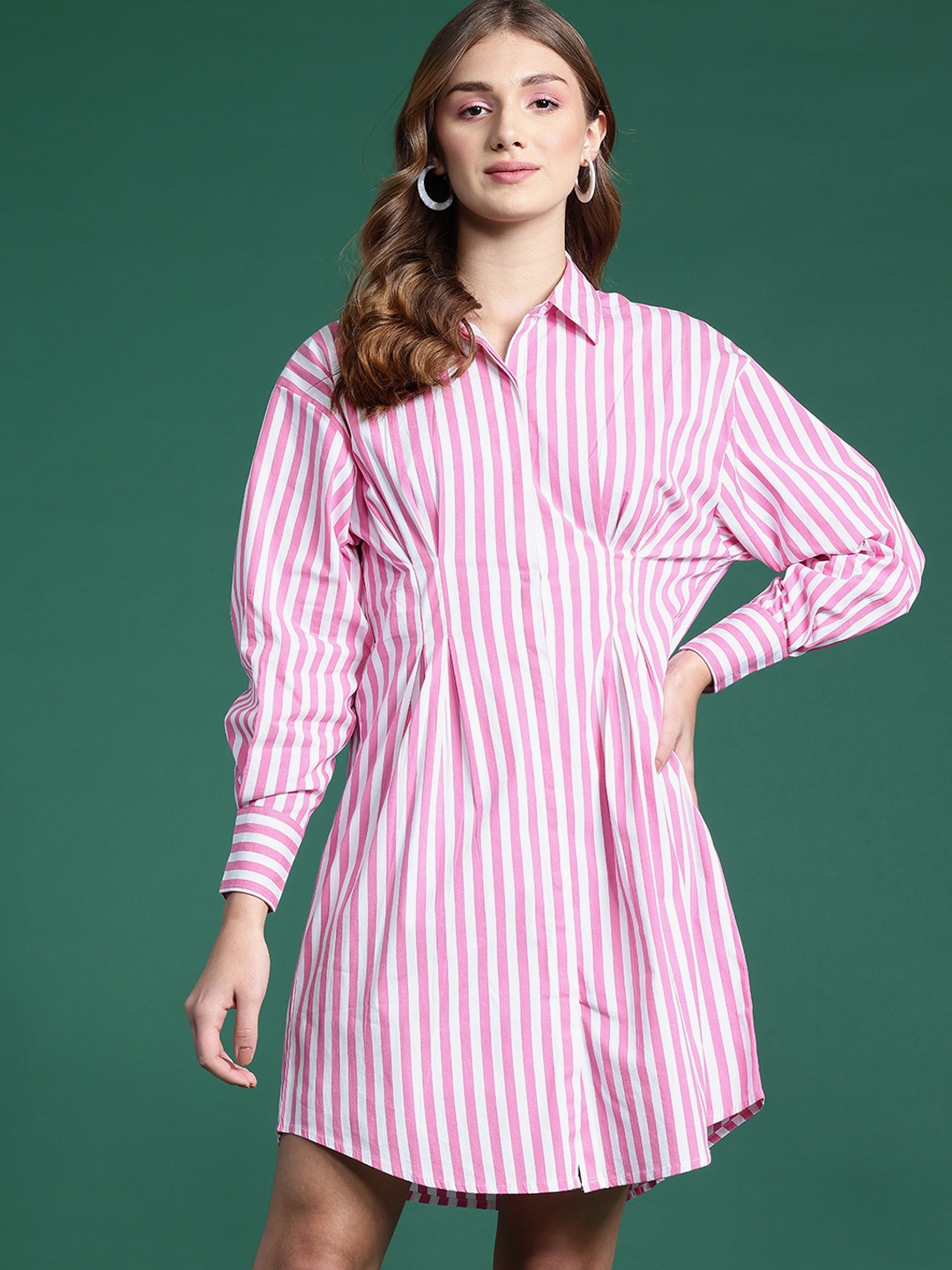 

DressBerry Striped Shirt Dress, Pink