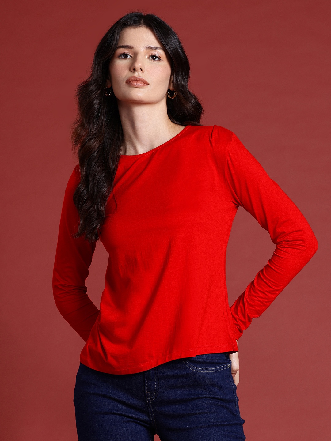 

all about you Full Sleeves T-shirt, Red