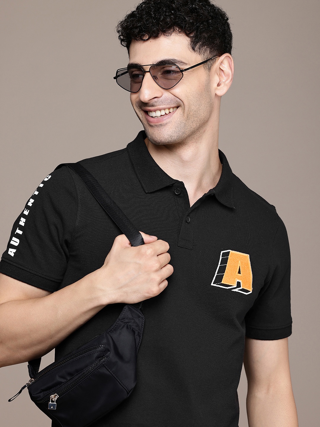 

WROGN Polo Collar Pure Cotton T-shirt, Black
