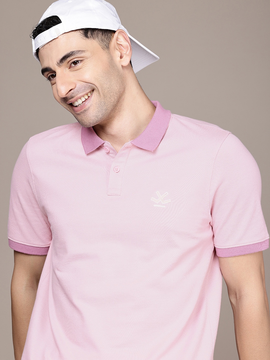 

WROGN Pure Cotton Polo Collar T-shirt, Pink