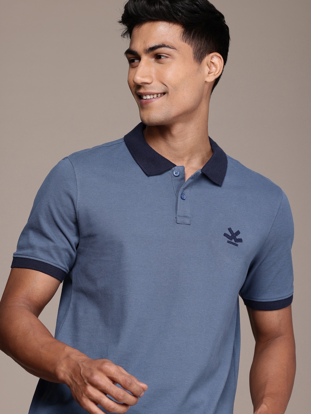 

WROGN Polo Collar Pure Cotton T-shirt, Blue