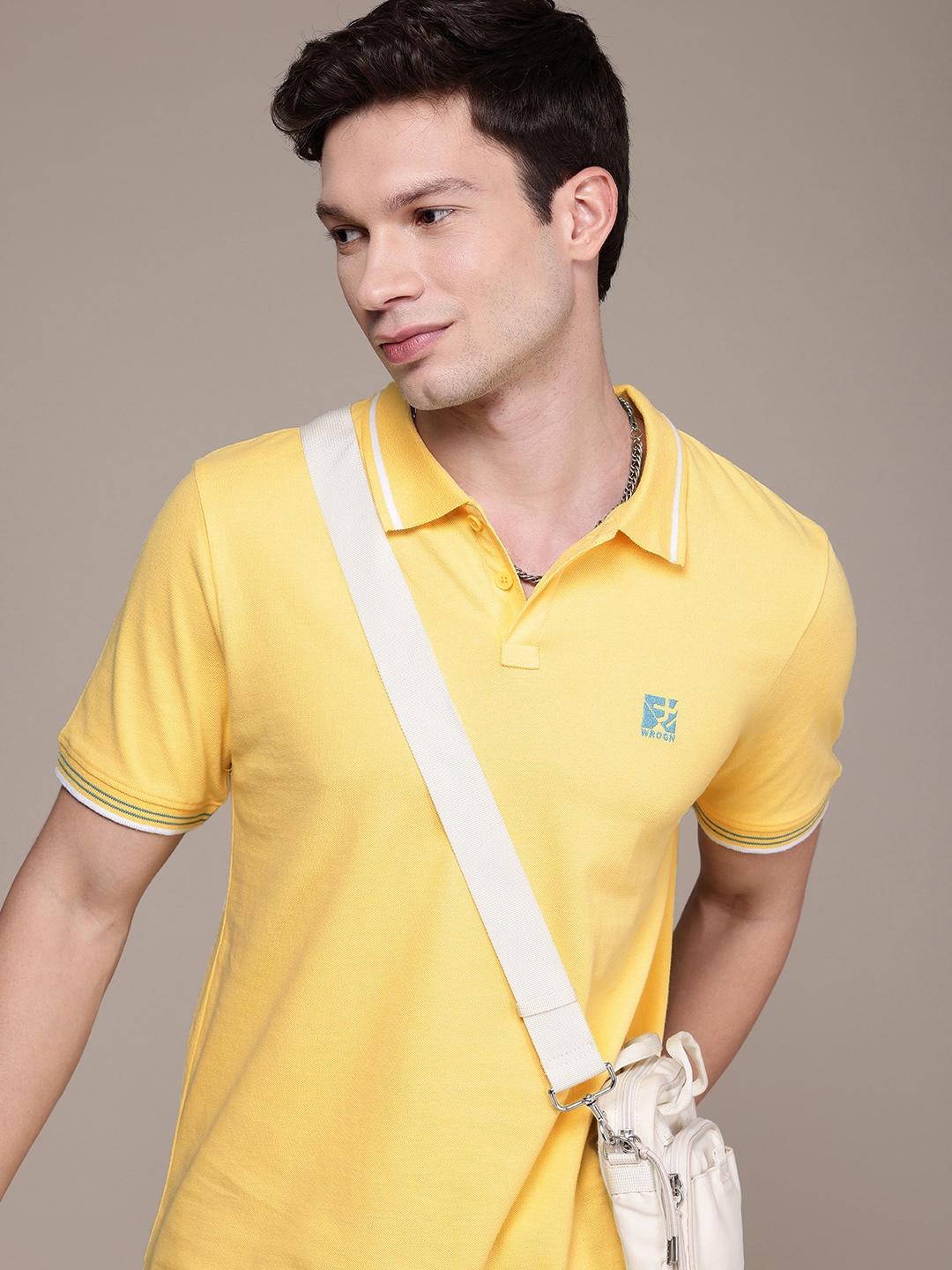 

WROGN Polo Collar Pure Cotton T-shirt, Yellow