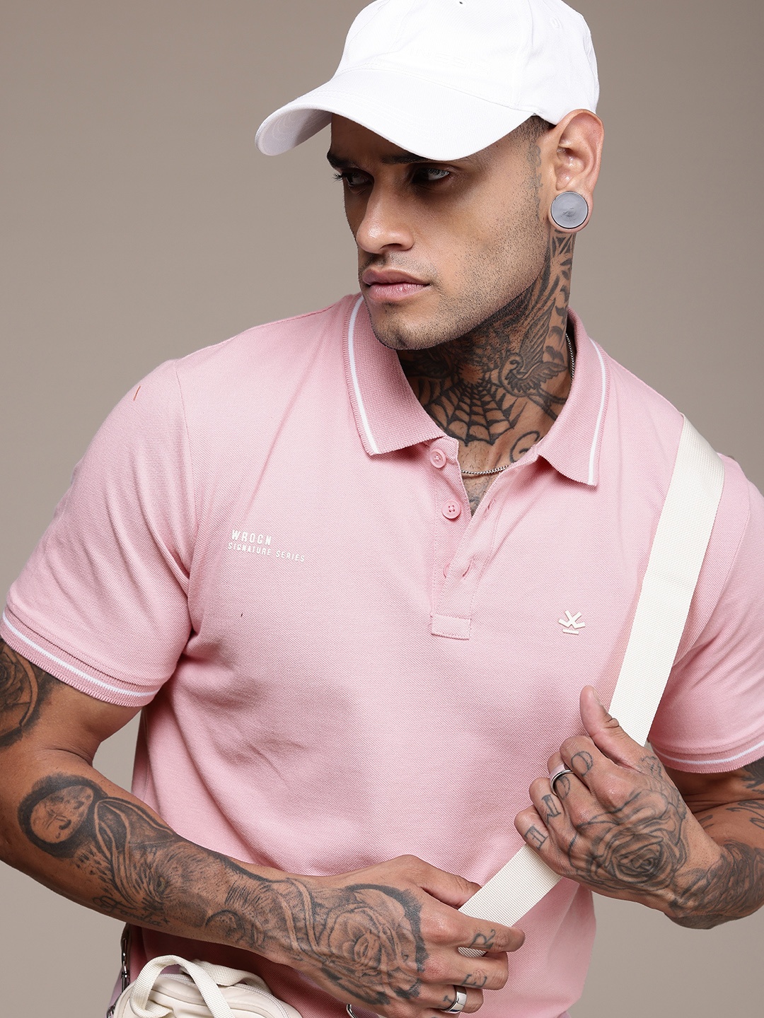 

WROGN Polo Collar Pure Cotton T-shirt, Pink