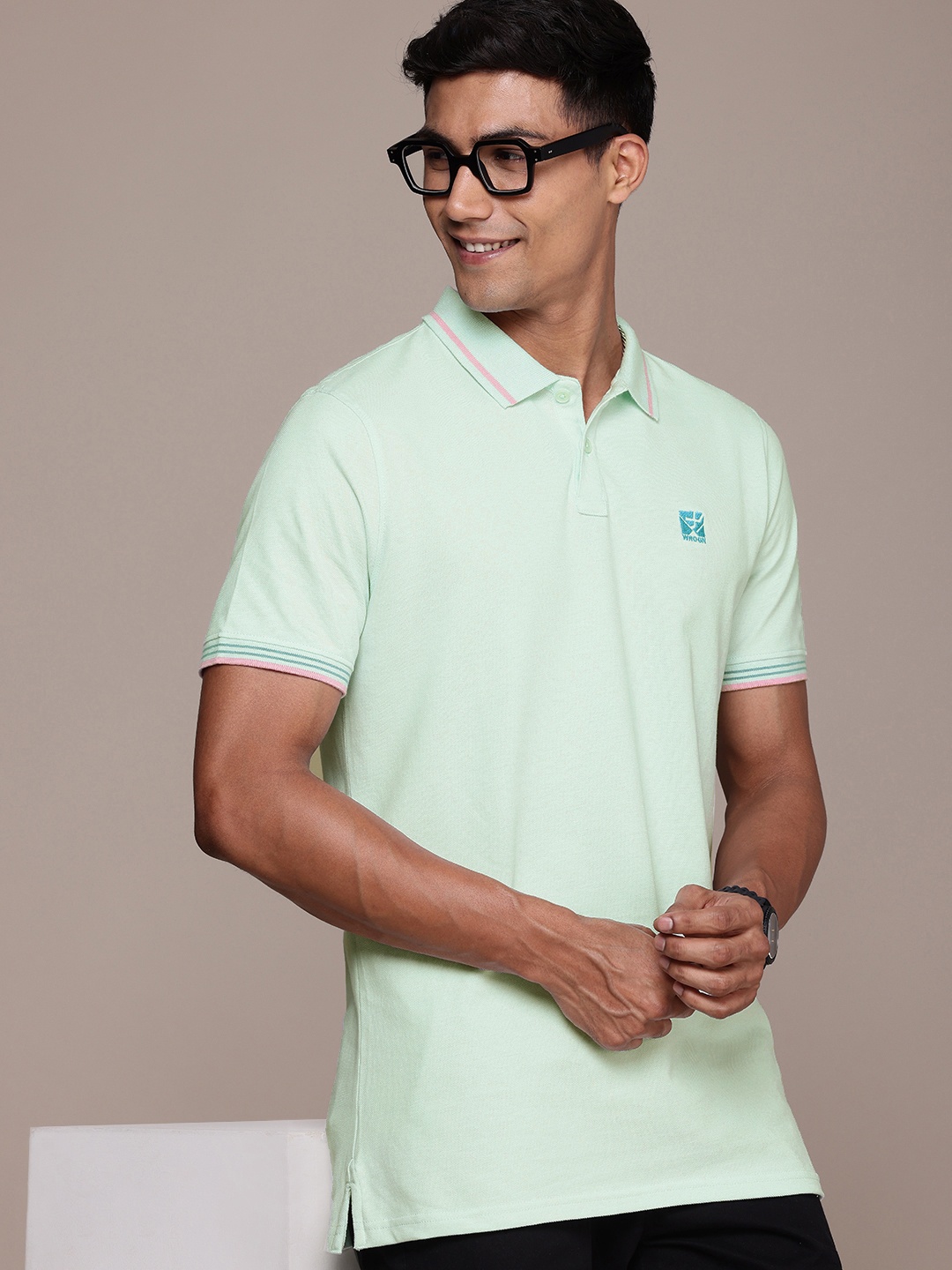 

WROGN Polo Collar Pure Cotton T-shirt, Green