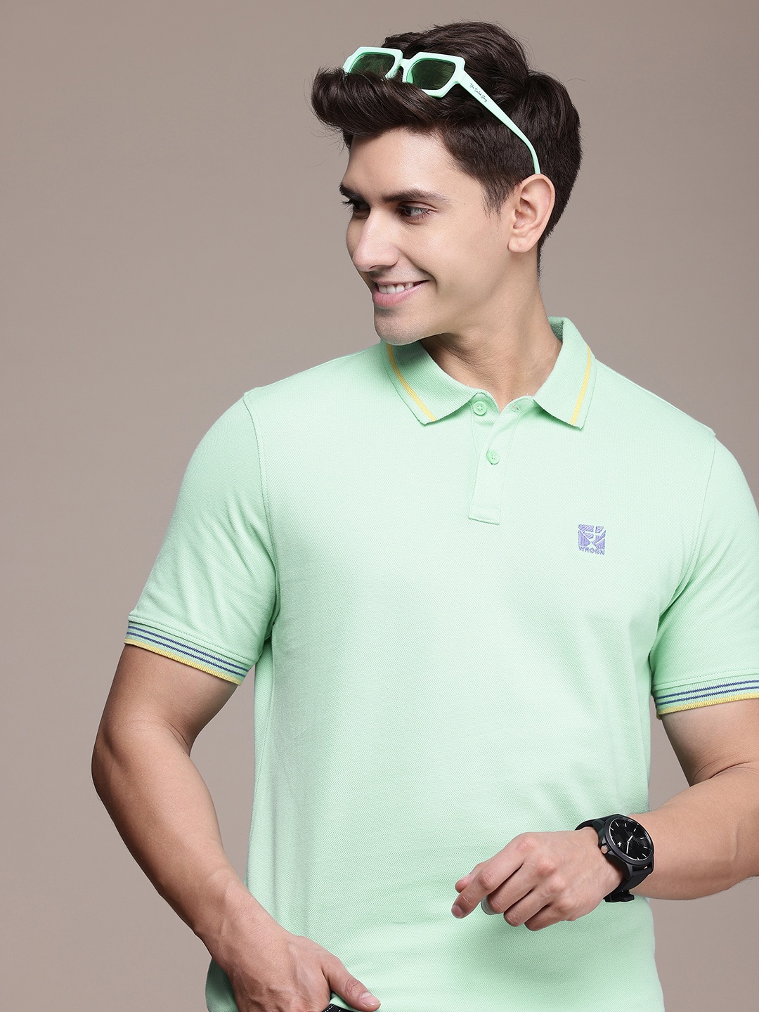 

WROGN Polo Collar Pure Cotton T-shirt, Green