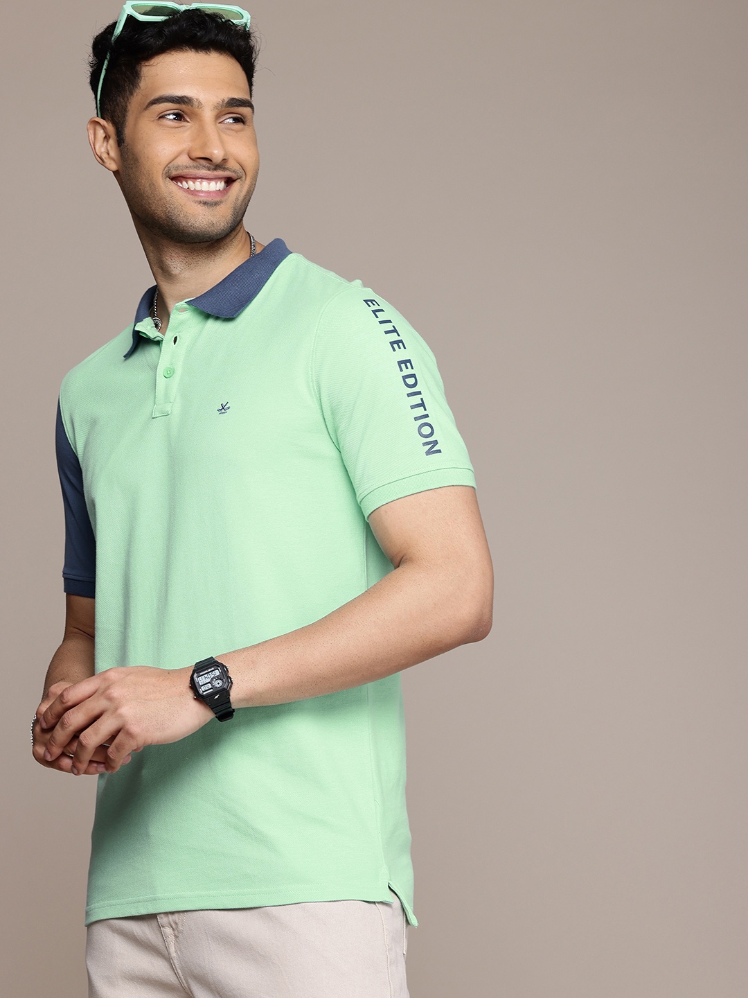 

WROGN Polo Collar Pure Cotton T-shirt, Green