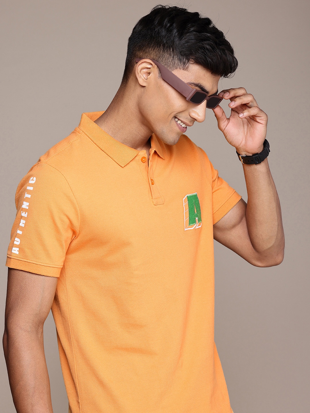 

WROGN Polo Collar Pure Cotton T-shirt, Mustard