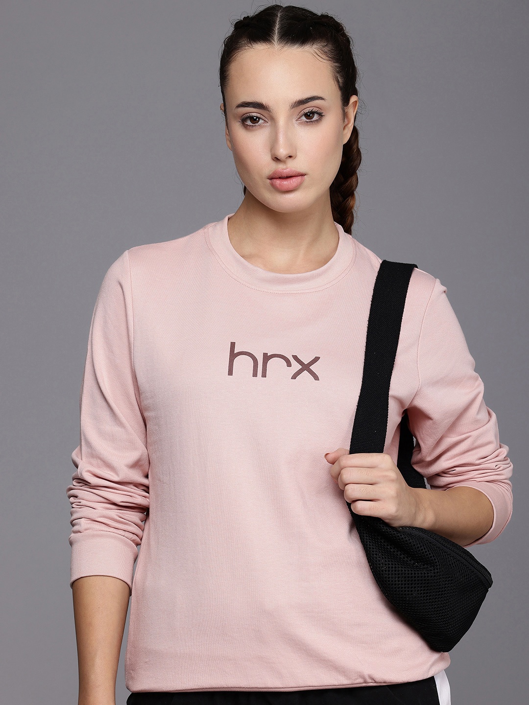 

HRX by Hrithik Roshan Naturetherapy Brand Logo Printed Outdoor Sweatshirt, Rose