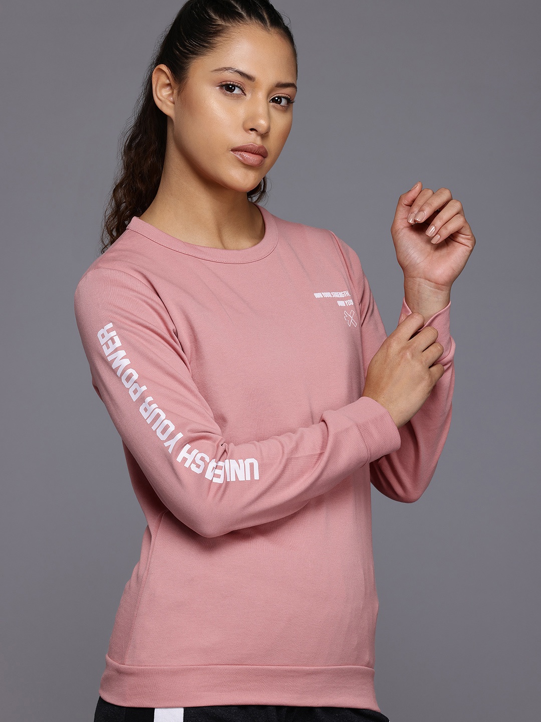 

HRX by Hrithik Roshan Printed Training Sweatshirt, Rose
