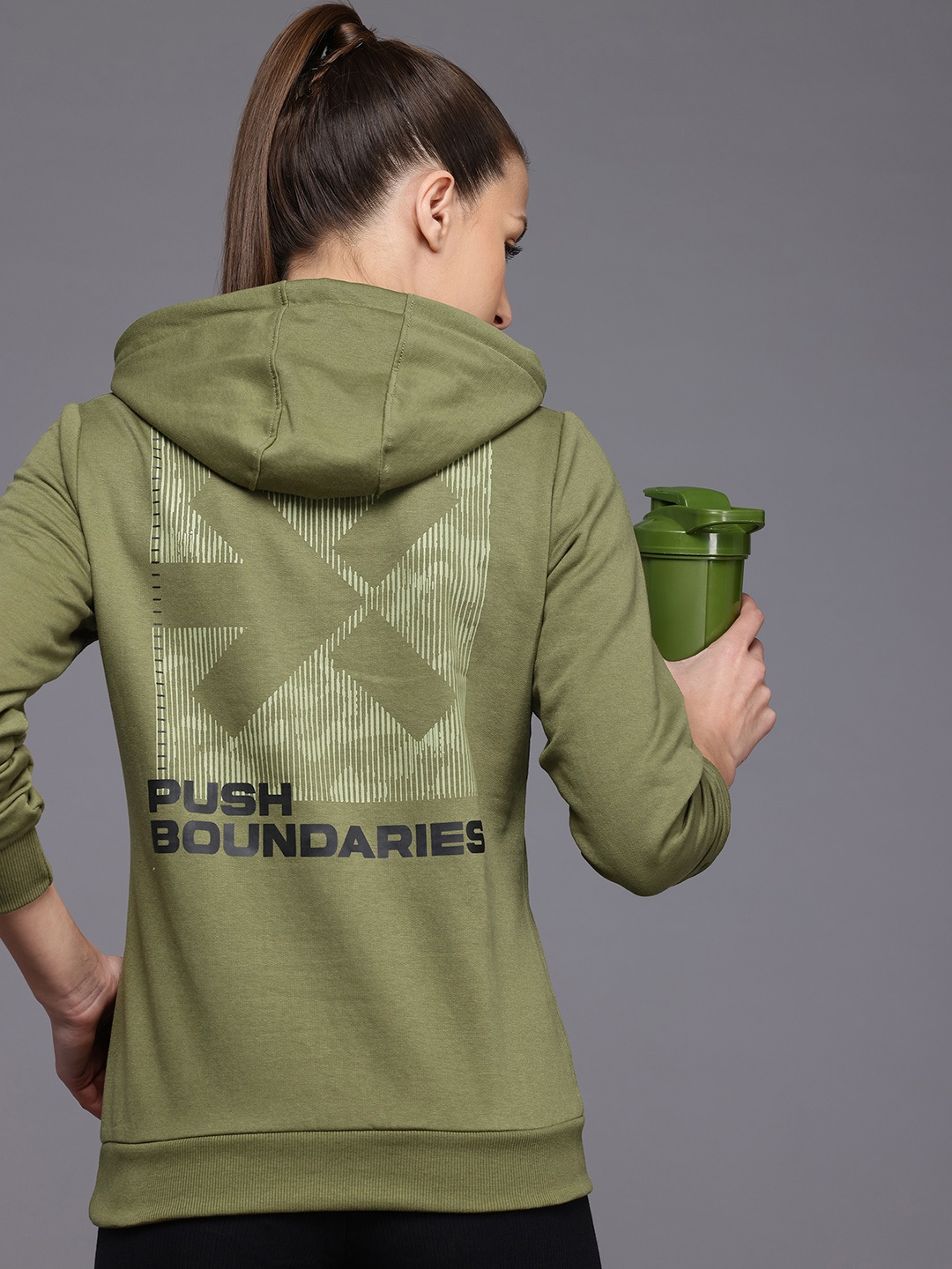 

HRX by Hrithik Roshan Printed Hooded Outdoor Sweatshirt, Olive
