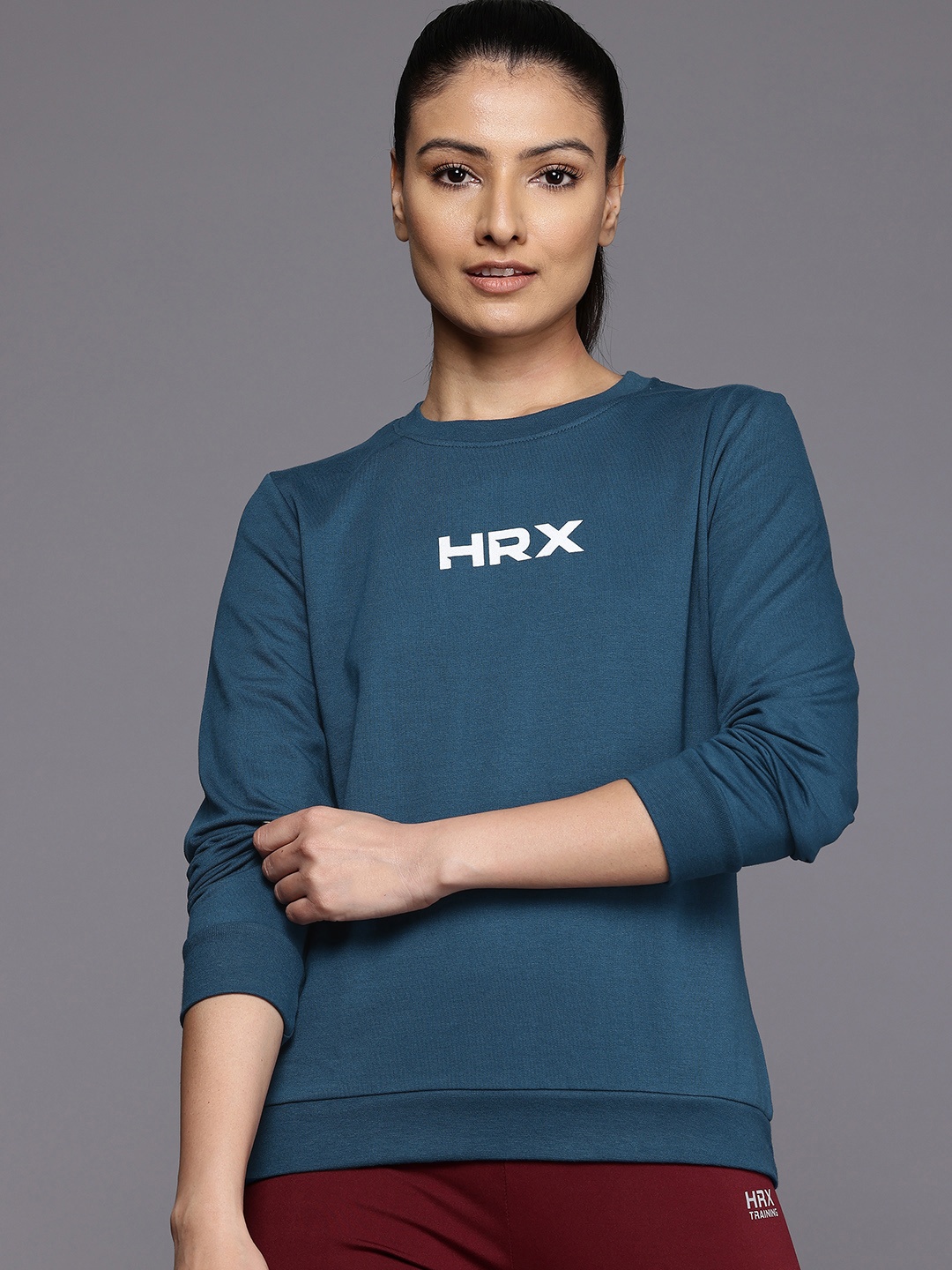 

HRX by Hrithik Roshan Brand Logo Printed Sweatshirt, Blue