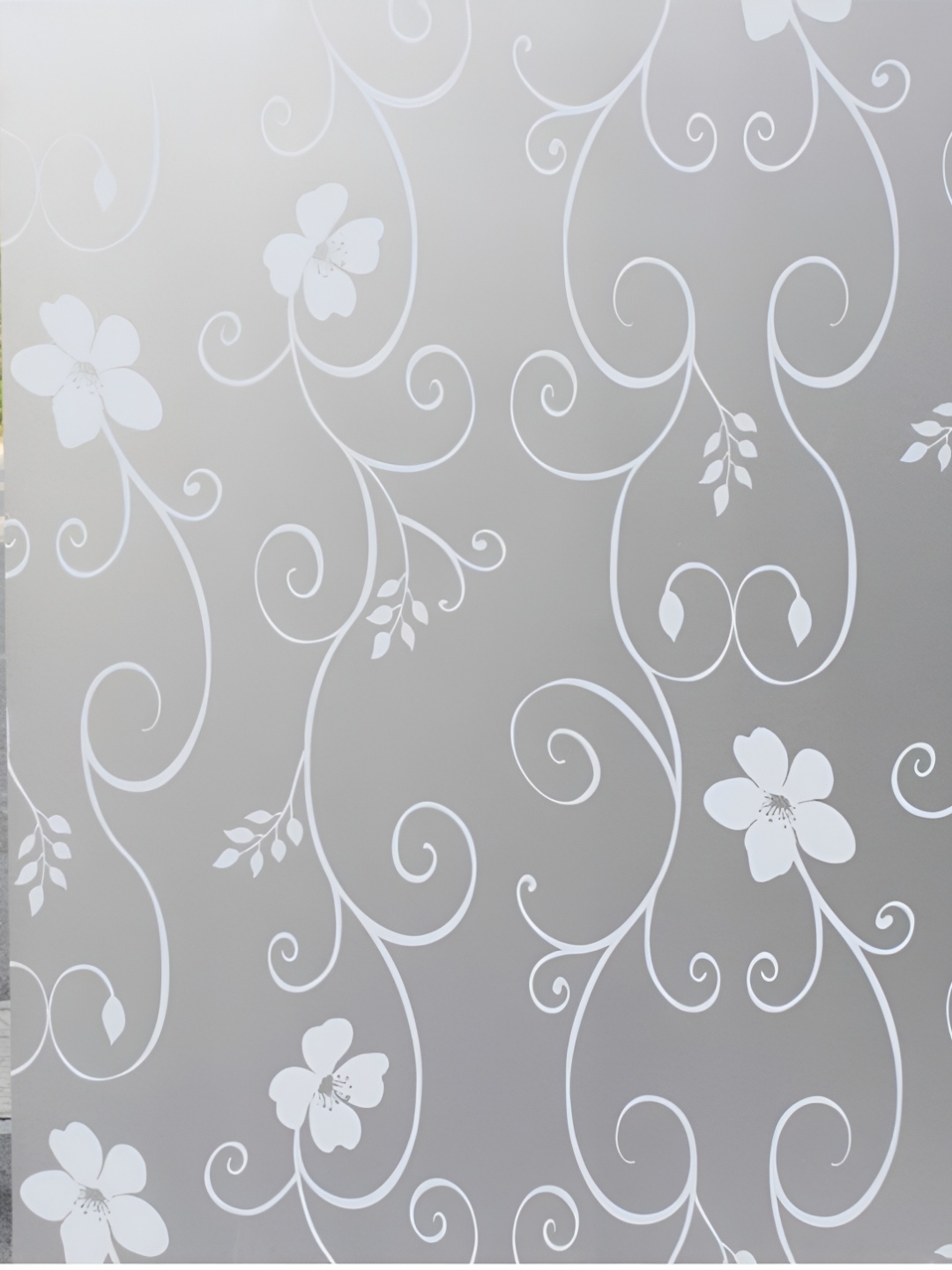 Jaamso Royals White & Grey Printed Self-Adhesive Waterproof Window Sticker