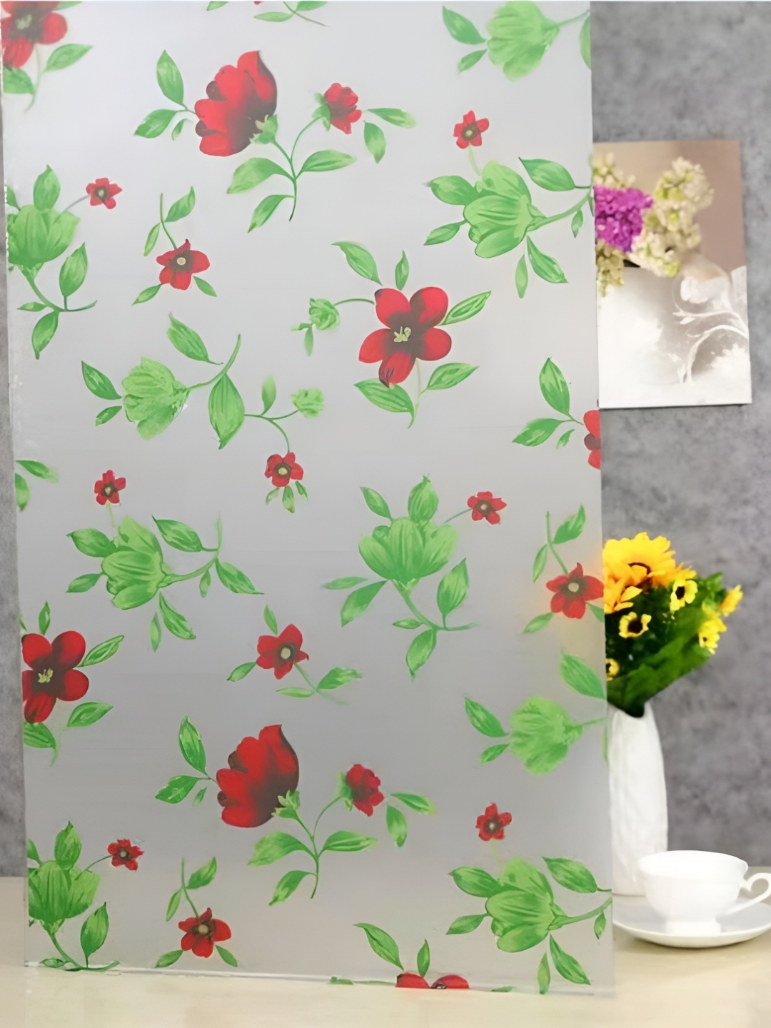 Jaamso Royals Red & Green Printed Self-Adhesive Waterproof Window Sticker