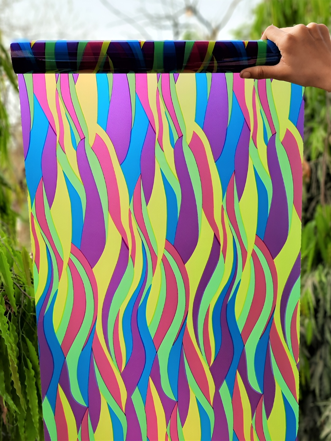 

Jaamso Royals Purple & Yellow Printed Self-Adhesive Waterproof Window Sticker
