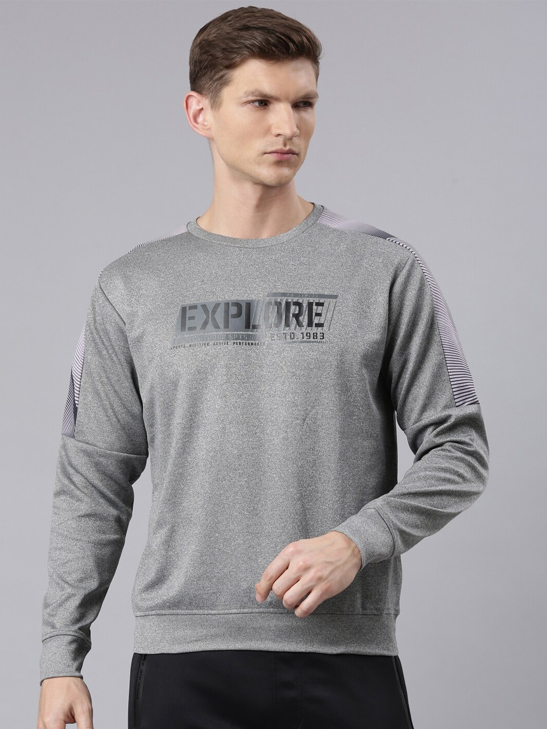 

Proline Printed Cotton Pullover Sweatshirt, Grey