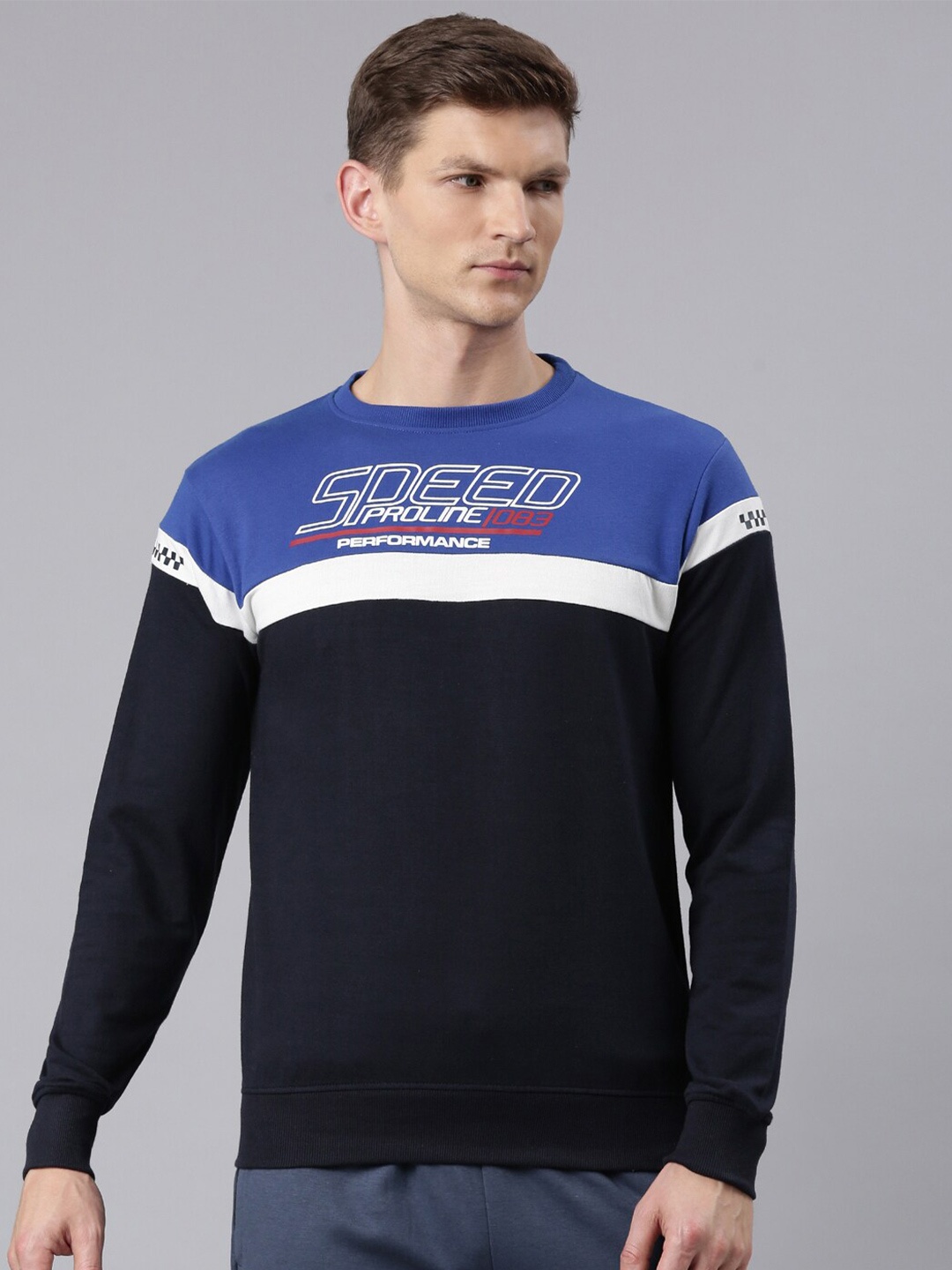 

Proline Printed Cotton Pullover Sweatshirt, Navy blue