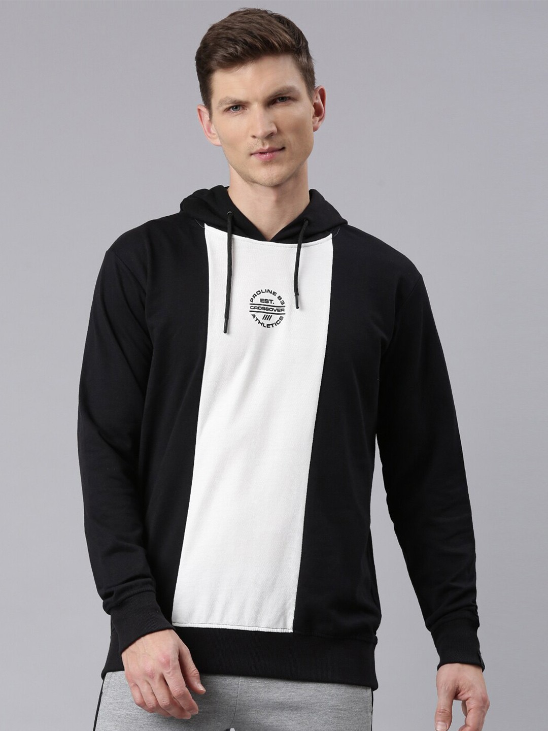 

Proline Colourblocked Cotton Pullover Sweatshirt, Black