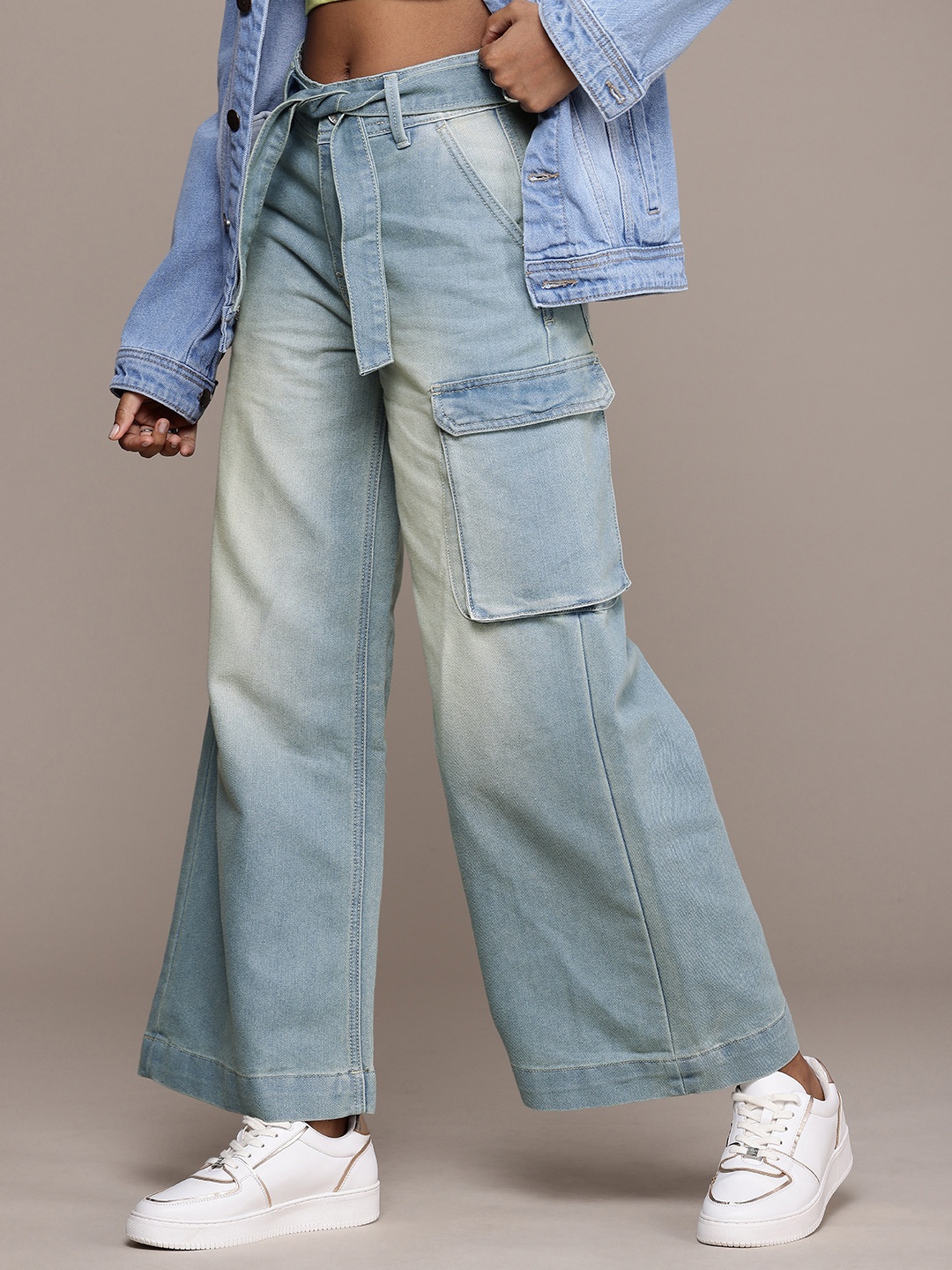 

The Roadster Life Co. Women High-Rise Wide Leg Heavy Fade Jeans, Blue