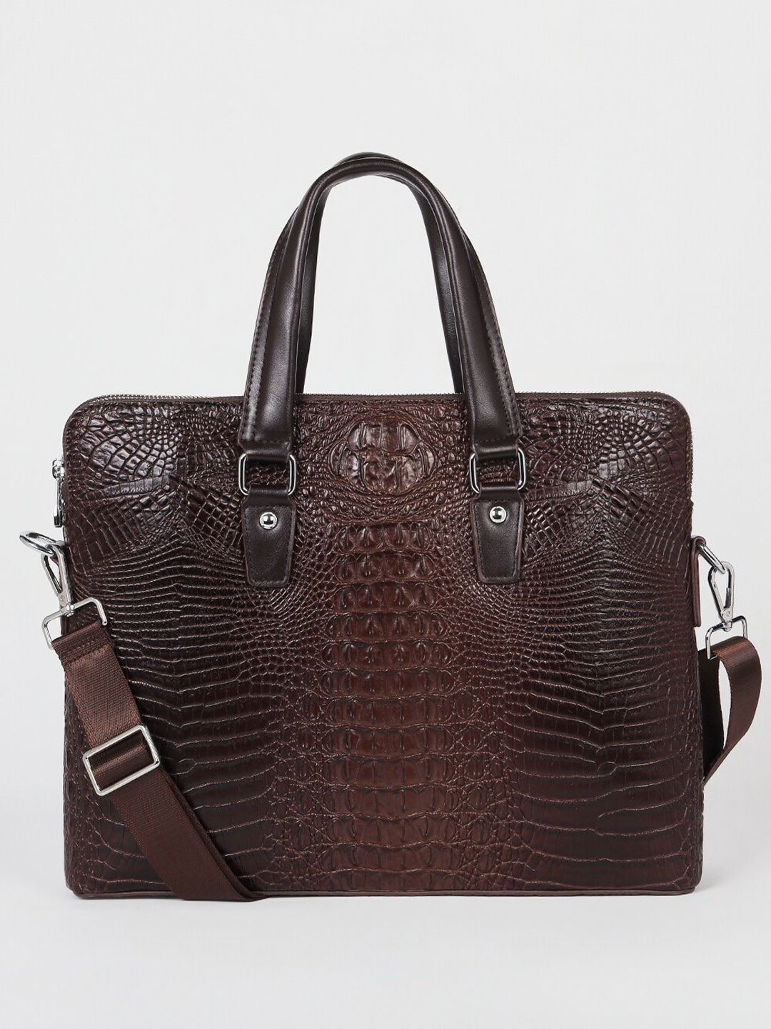 

DOTE Men Textured PU Laptop Bag, Brown