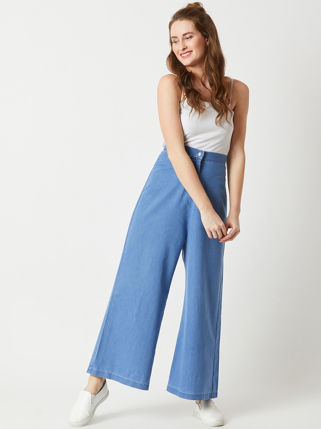 

Dressberry Basics Blue Women Wide Leg High-Rise Clean Look Jeans