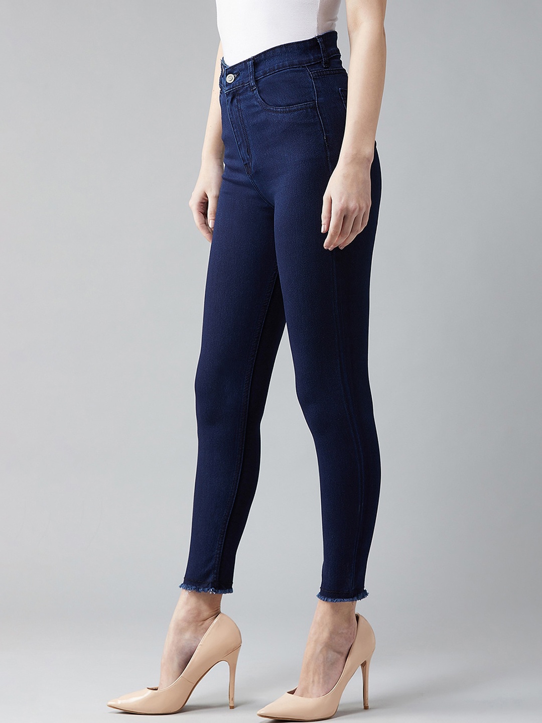 

Dressberry Basics Women Running Through Clouds Skinny Fit High-Rise Stretchable Jeans, Navy blue