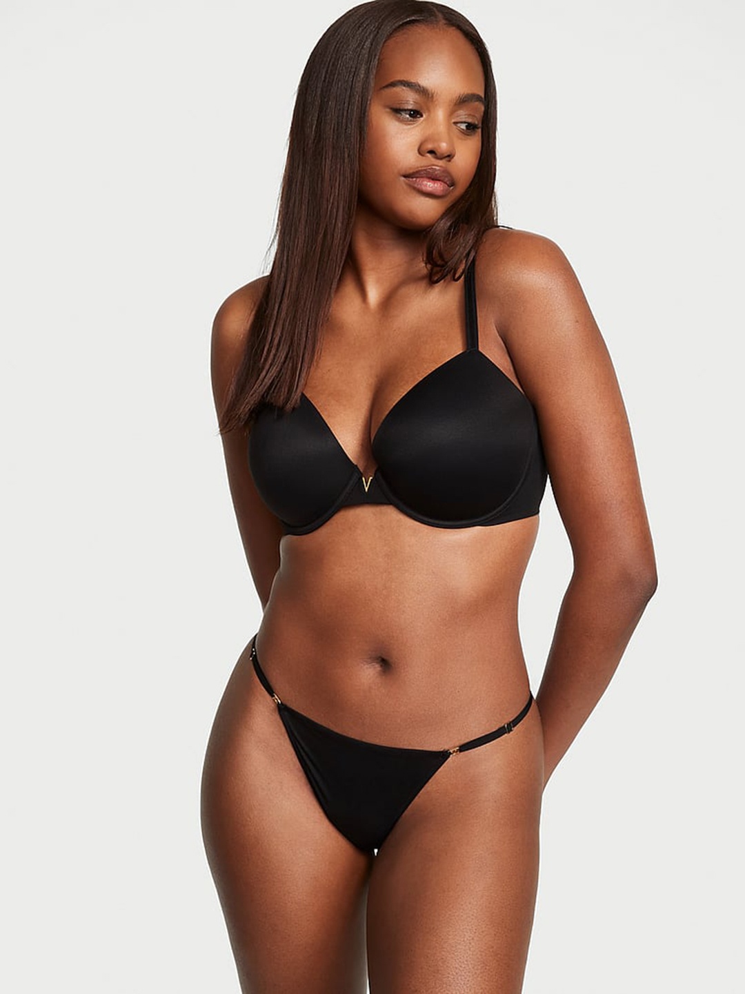 

Victoria's Secret Love Cloud Adjustable String Low-Rise Thongs Briefs, Black