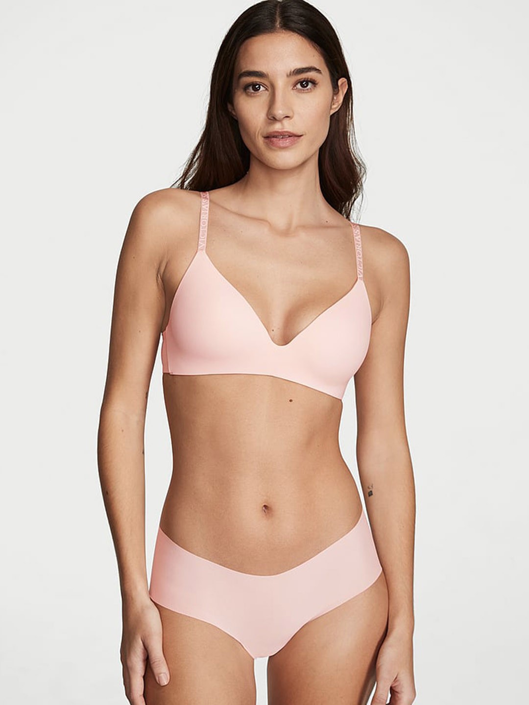 

Victoria's Secret No-Show Mid-Rise Ribbed Cheeky Hipster Briefs, Pink