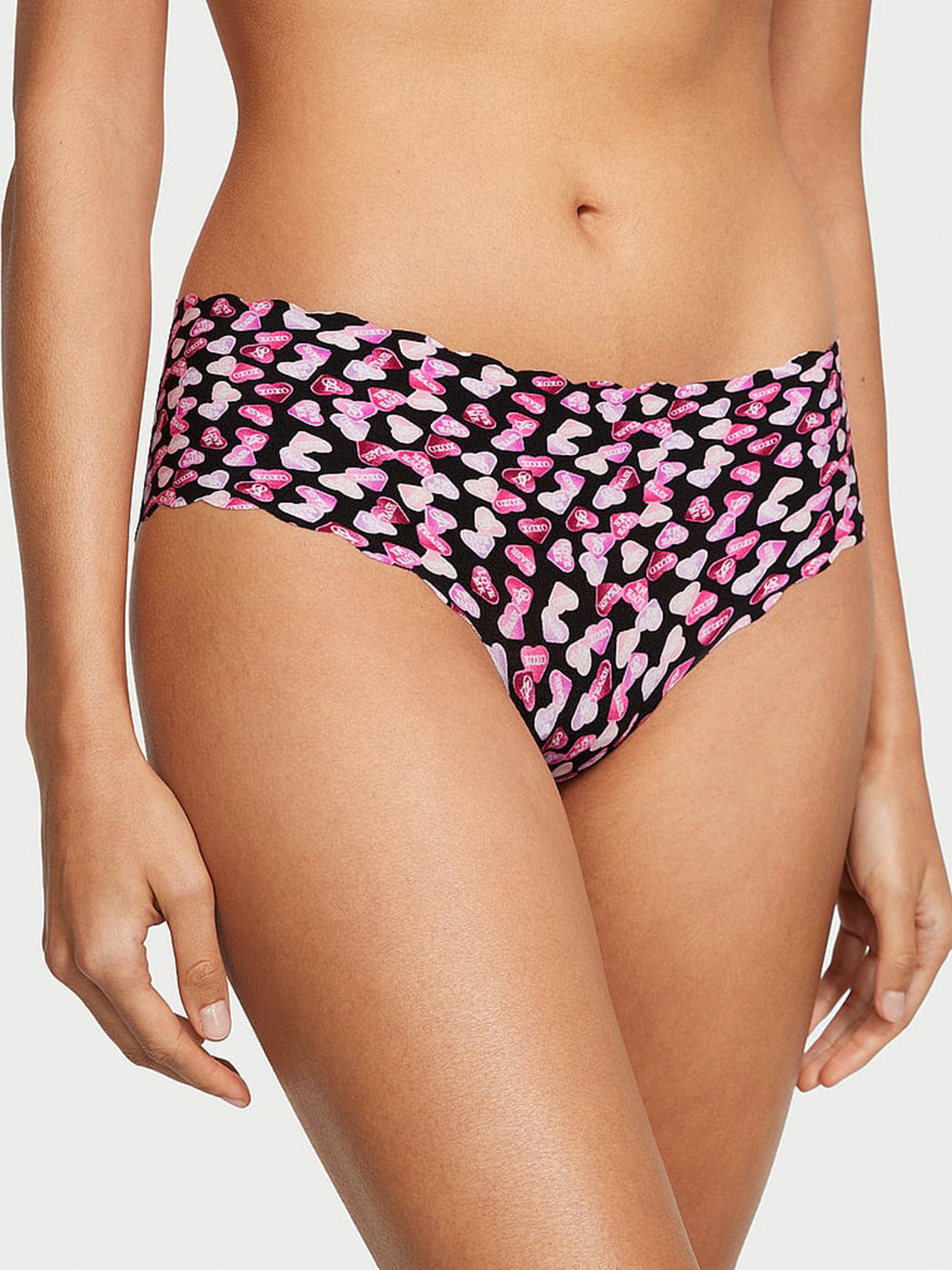 

Victoria's Secret Abstract Printed No-Show Hiphugger Hipster Briefs, Black