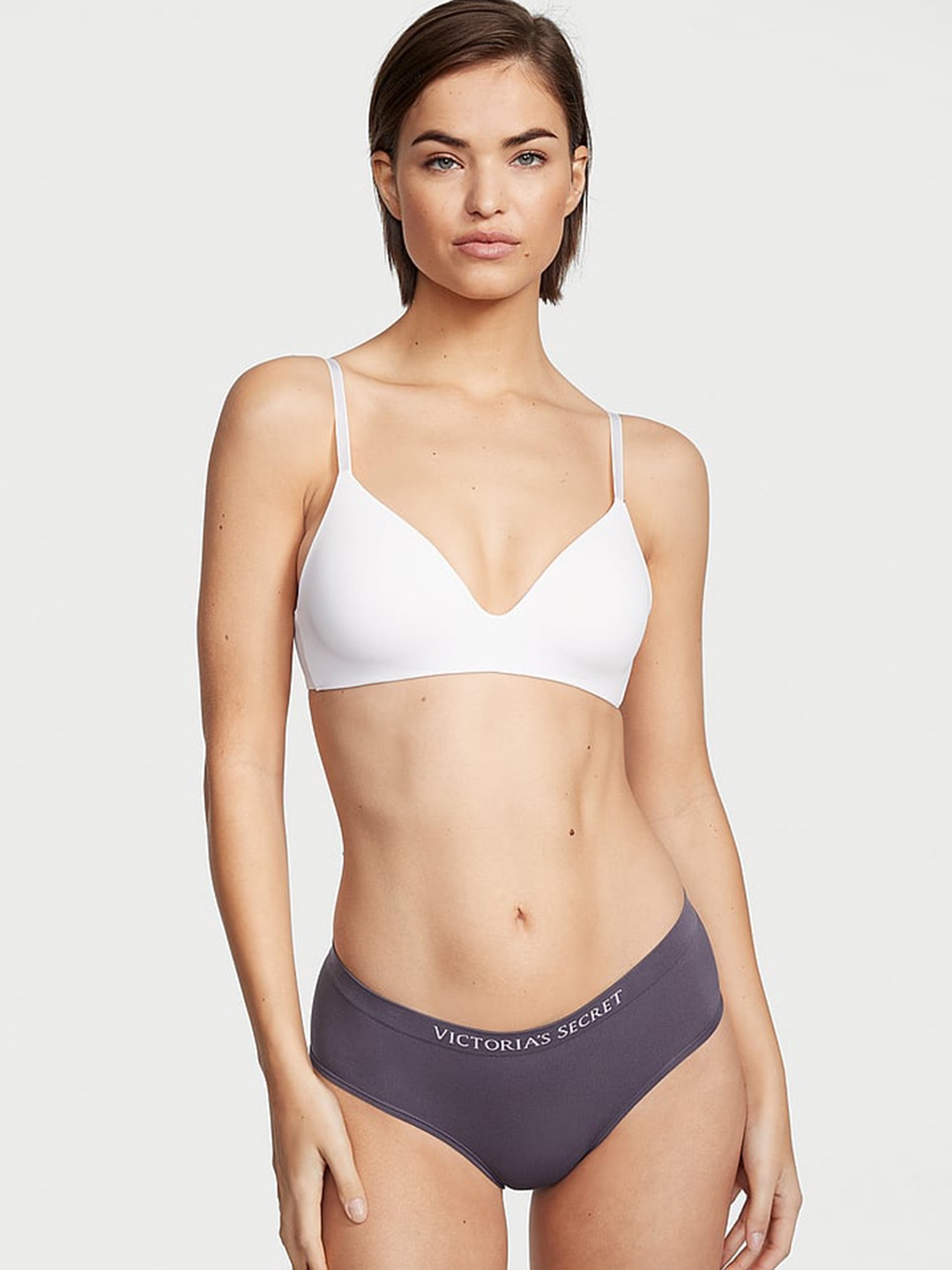 

Victoria's Secret Mid-Rise Seamless Bikini Briefs, Grey
