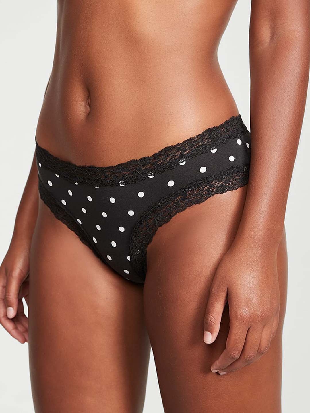 

Victoria's Secret The Lacie Printed Low Rise Cheeky Basic Brief, Black