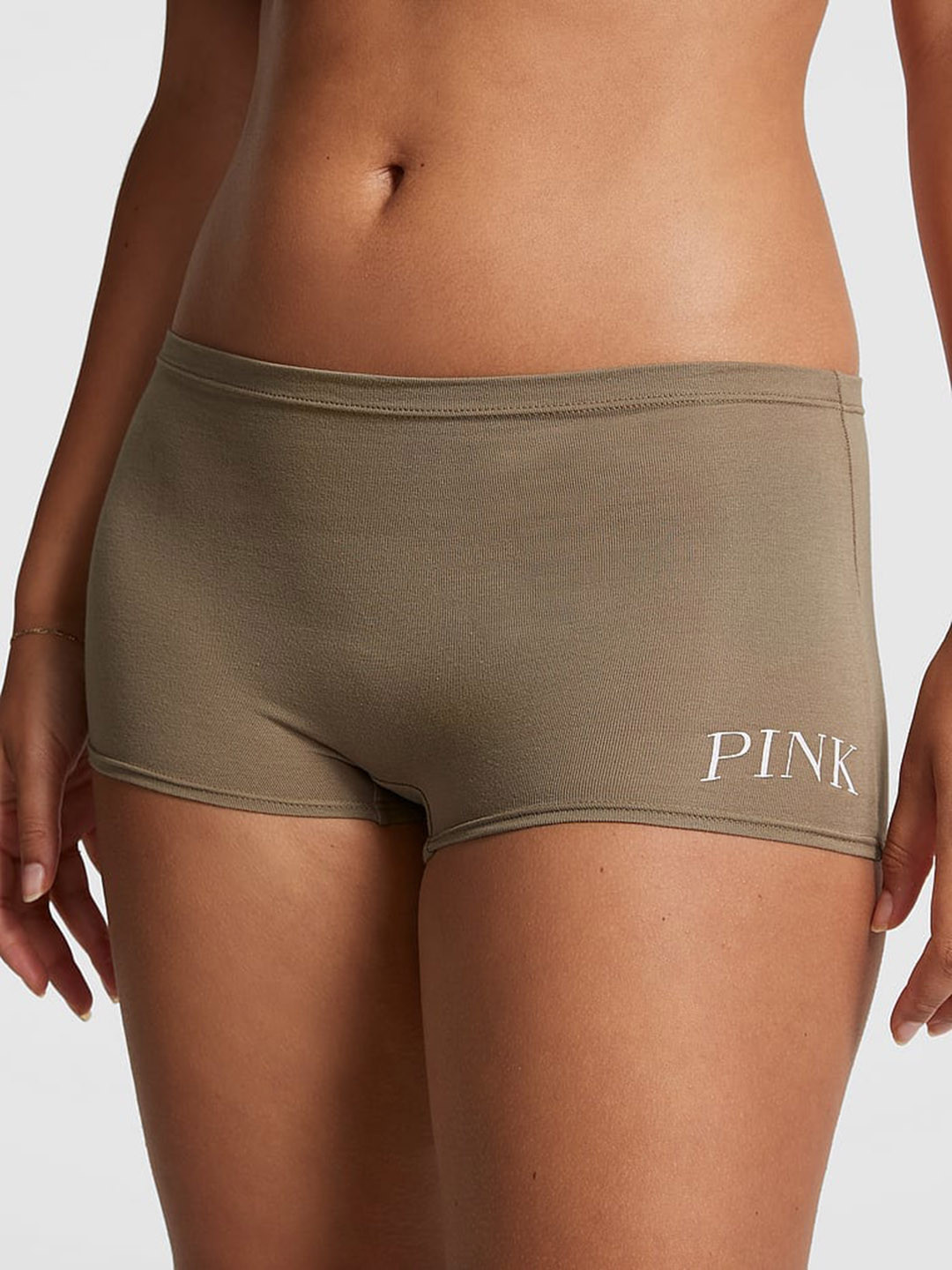 

Victoria's Secret PINK Mid-Rise Boy Shorts Brief, Olive