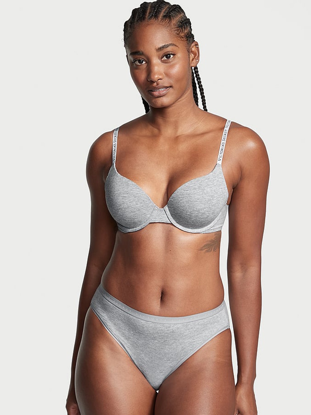 

Victoria's Secret Stretch High-Leg Mid-Rise Basic Briefs, Grey