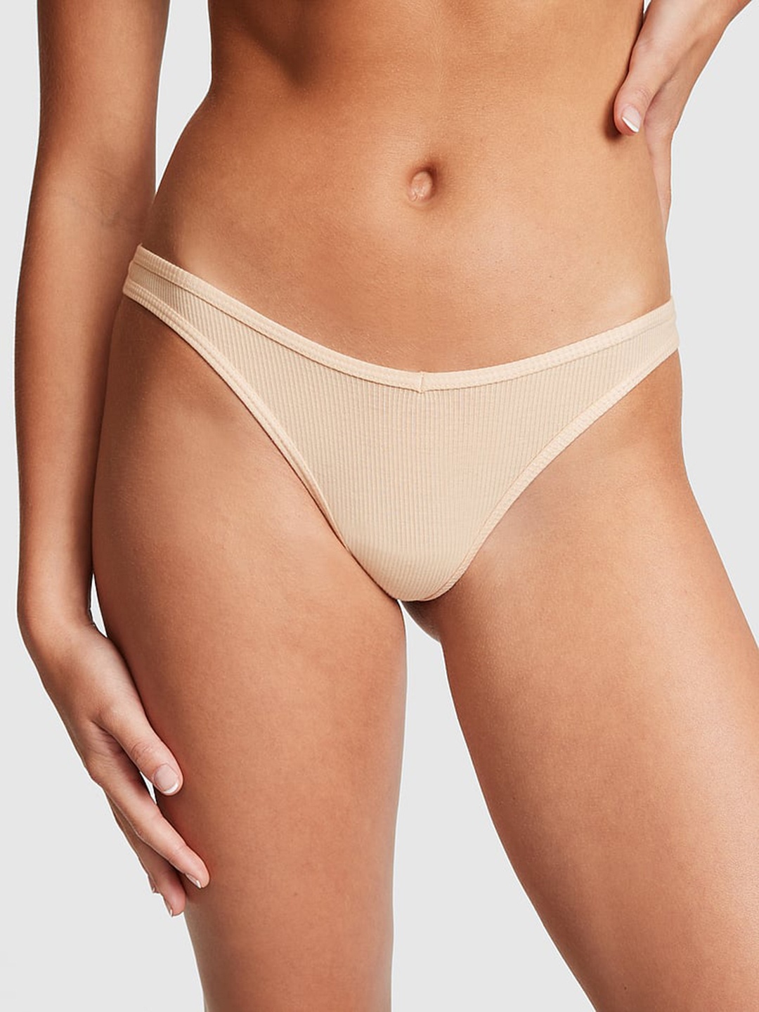 

Victoria's Secret PINK Low Rise Thong Briefs, Beige