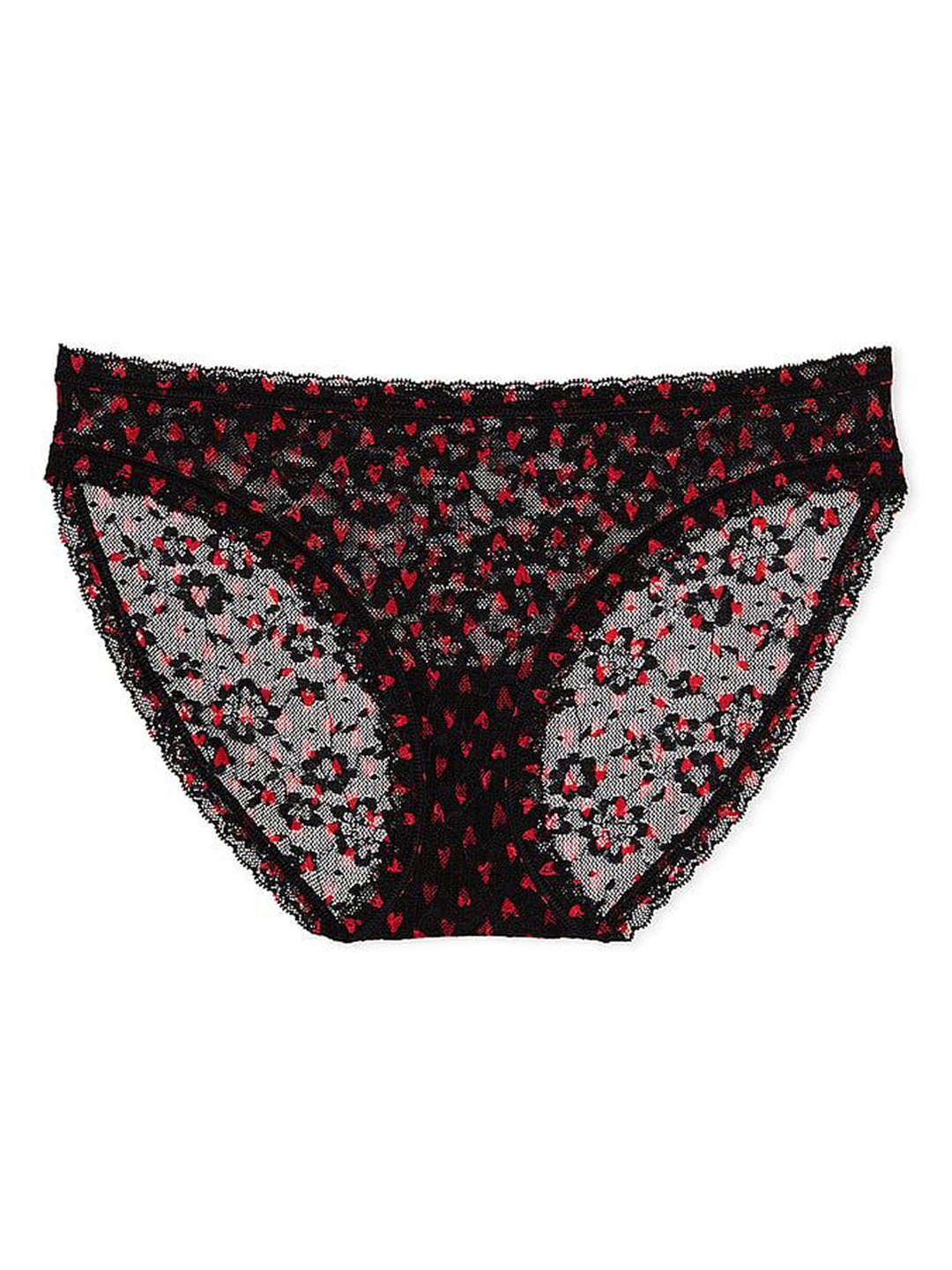 

Victoria's Secret The Lacie Floral Printed Low-Rise Lace Basic Brief, Black