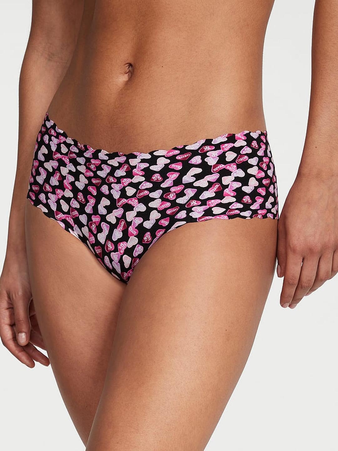 

Victoria's Secret No-Show Cheeky Conversational Printed Low-Rise Basic Briefs, Black