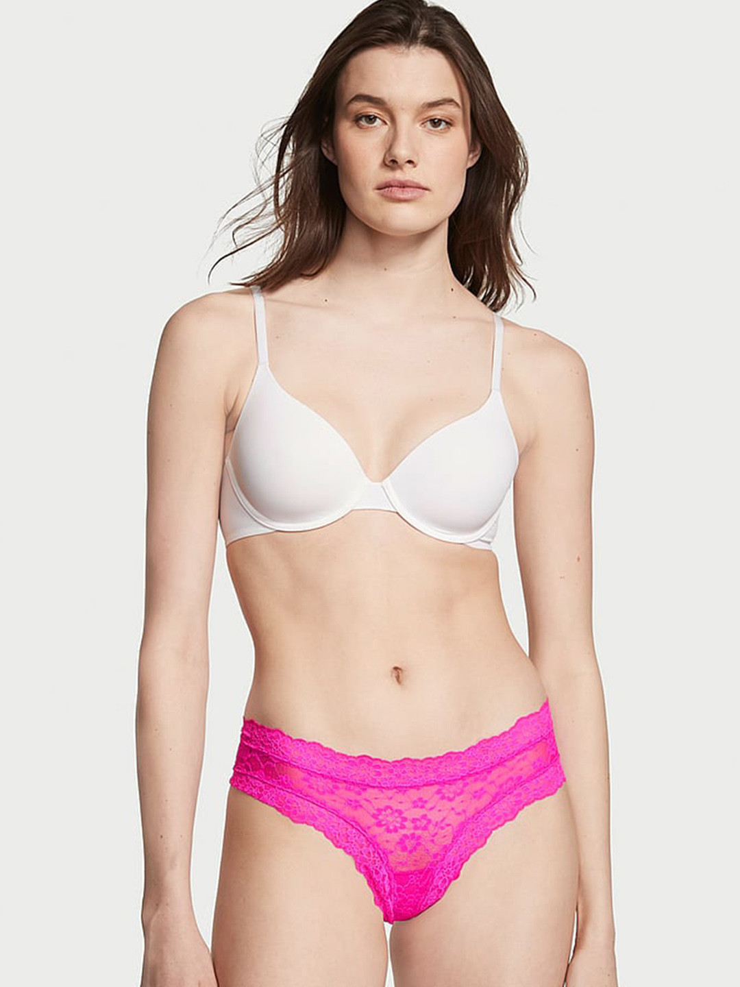 

Victoria's Secret The Lacie Posey Self-Design Lace Basic Briefs, Pink