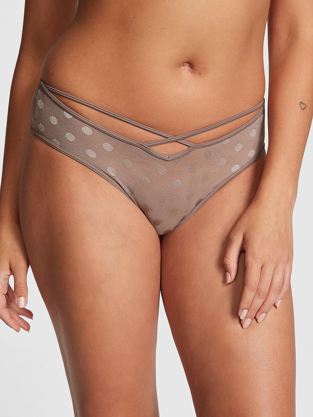 

Victoria's Secret PINK DOT MESH Self Design Basic Brief, Brown