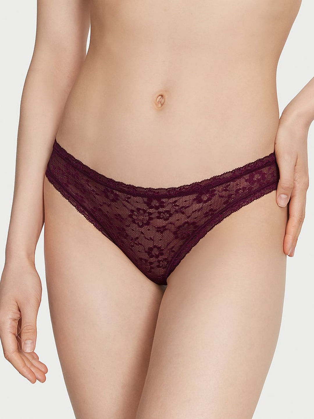 

Victoria's Secret The Lacie Self Design Low Rise Lace Bikini Brief, Red