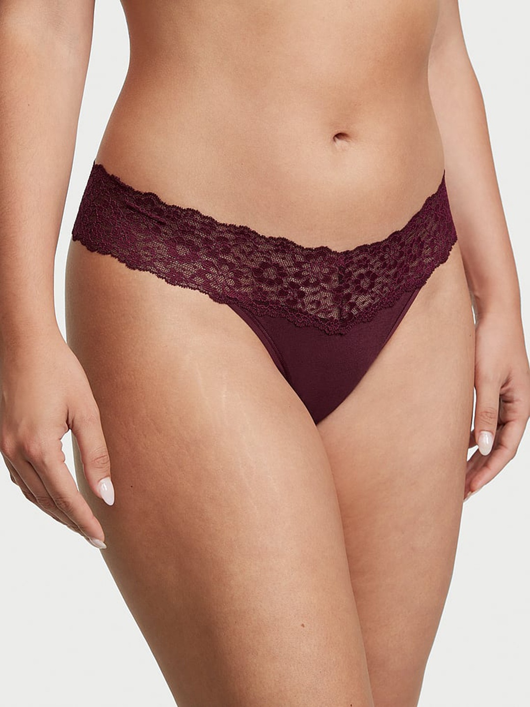 

Victoria's Secret Self Design Low Rise Thong Brief, Maroon
