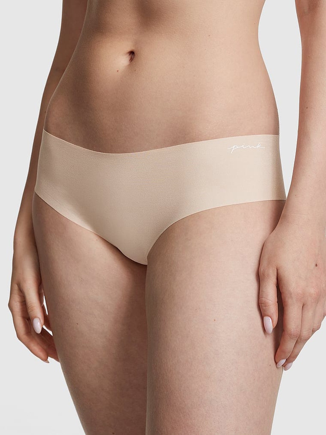 

Victoria's Secret PINK No-Show Cheekster 4-Way Stretch Low Rise Basic Brief, Beige