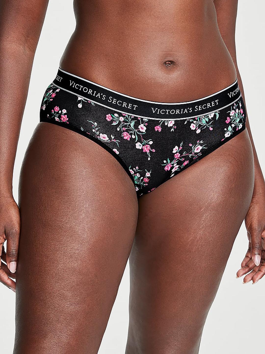 

Victoria's Secret Floral Printed Hiphugger Basic Brief, Black
