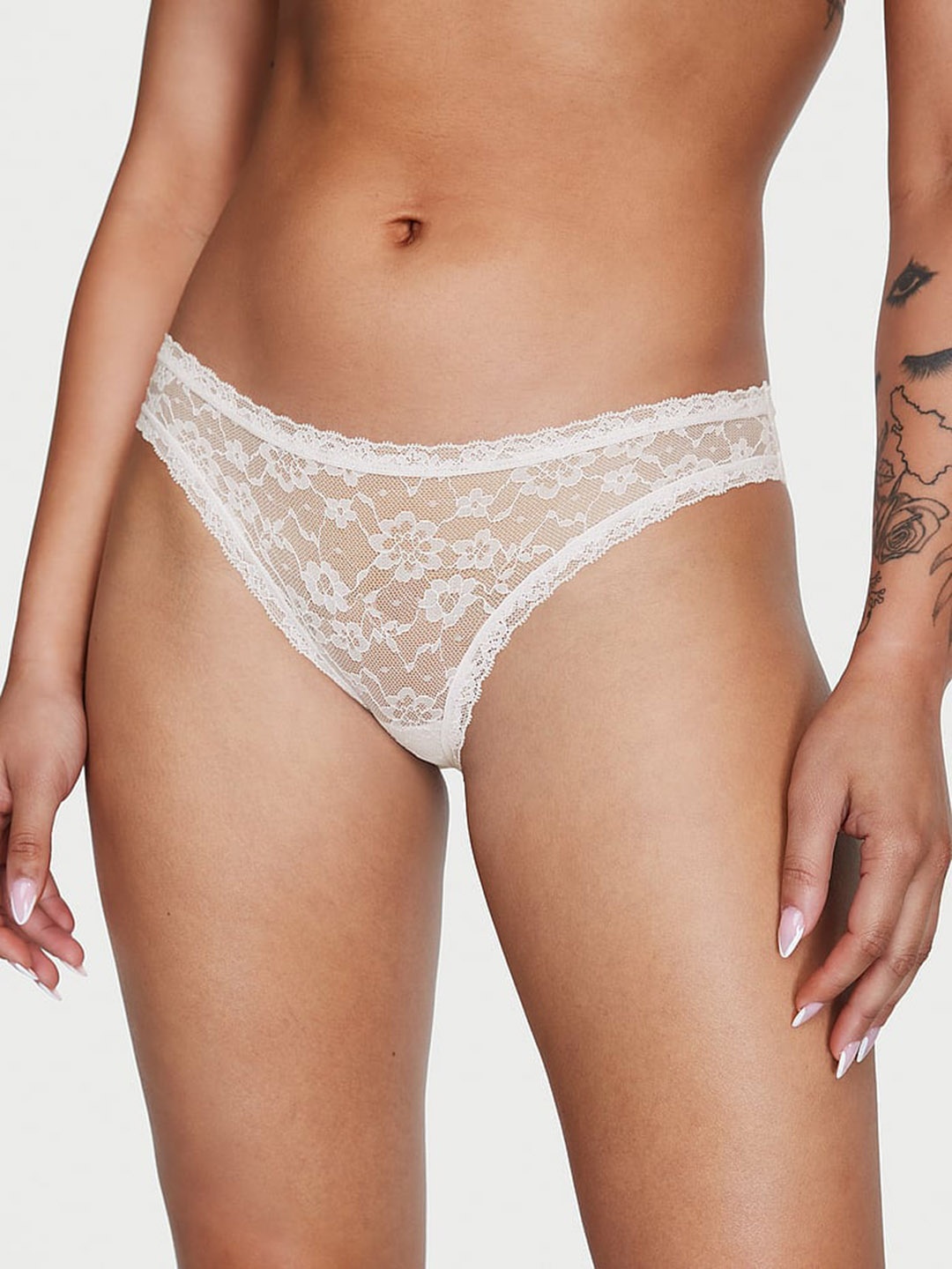 

Victoria's Secret The Lacie Self Design Low-Rise Bikini Briefs, White