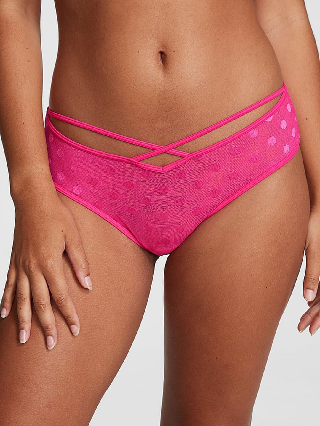 

Victoria's Secret PINK DOT MESH CHEEKSTER Self-Design Low-Rise Bikini Briefs